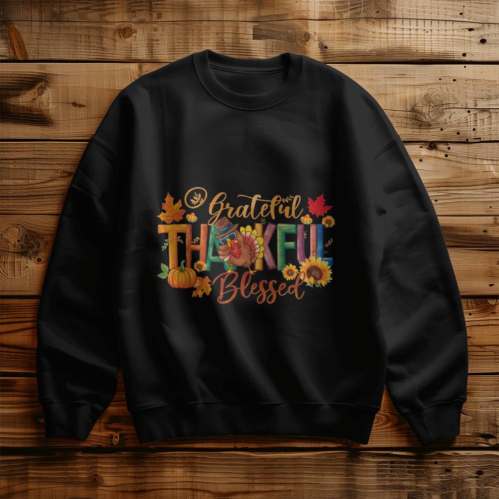 Grateful Thankful Blessed Thanksgiving Sweatshirt