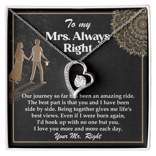 Romantic Gift for Wife - Our Journey has been an Amazing Ride - Forever Love Heart Pendant Necklace