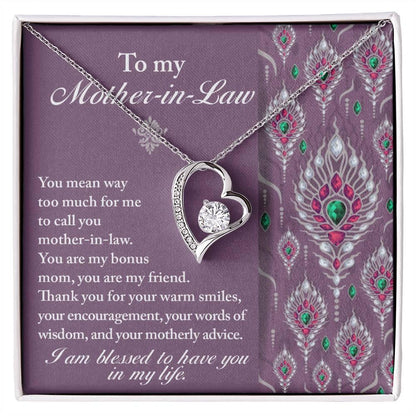 Mother-in-Law Gift You Are My Bonus Mom, My Friend Forever Love Heart Pendant Necklace