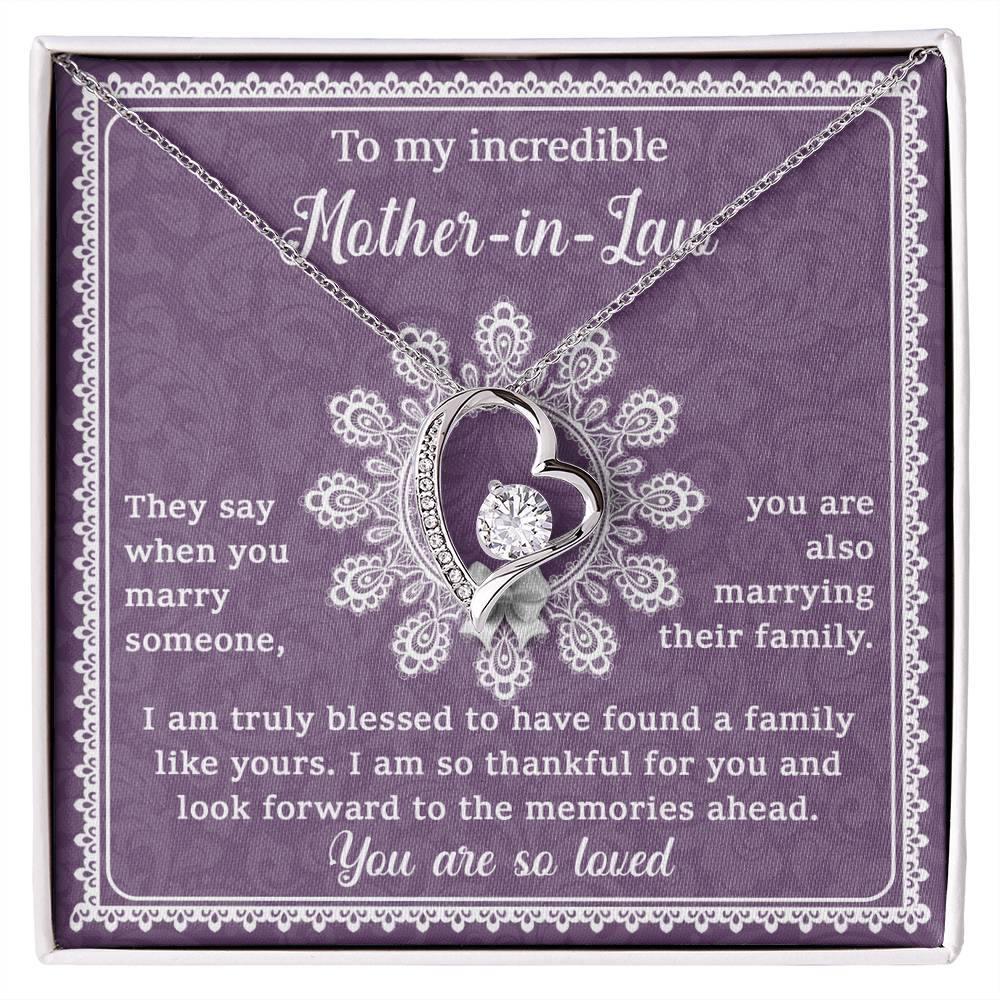 Mother-in-Law Gift I am Truly Blessed for the Memories Ahead Heart Pendant Necklace