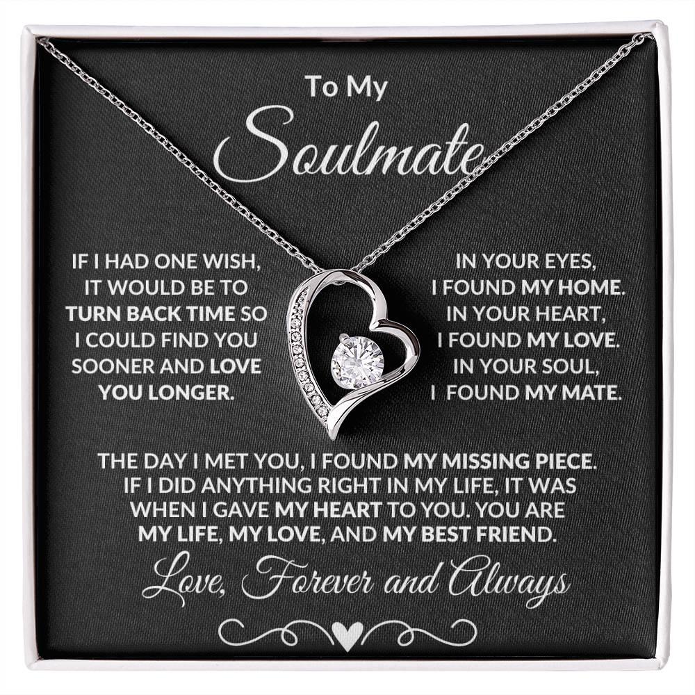 Gift for Soulmate Dazzling Forever Love Heart Necklace with Message Card and Gift Box