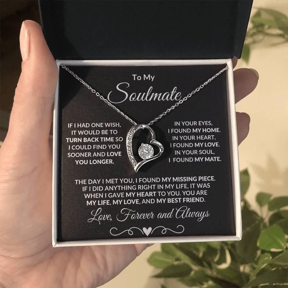 Gift for Soulmate Dazzling Forever Love Heart Necklace with Message Card and Gift Box