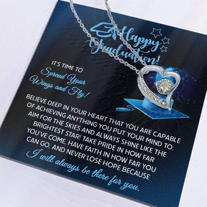 Graduation Gift for Her Spread Your Wings and Fly Forever Love Heart Pendant Necklace with Gift Box