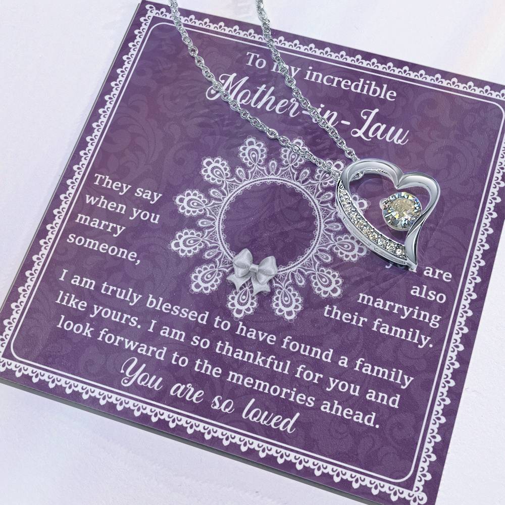 Mother-in-Law Gift I am Truly Blessed for the Memories Ahead Heart Pendant Necklace