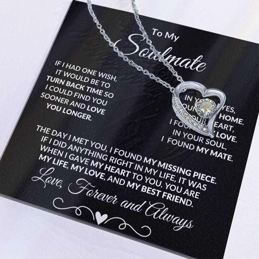 Gift for Soulmate Dazzling Forever Love Heart Necklace with Message Card and Gift Box