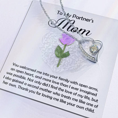 To My Partner's Mom You Welcomed me with Open Arms and an Open Heart Pendant Necklace