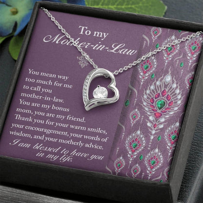 Mother-in-Law Gift You Are My Bonus Mom, My Friend Forever Love Heart Pendant Necklace