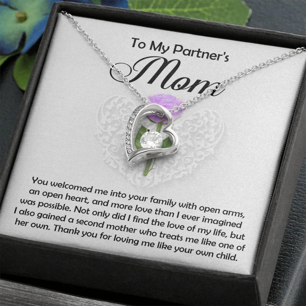 To My Partner's Mom You Welcomed me with Open Arms and an Open Heart Pendant Necklace