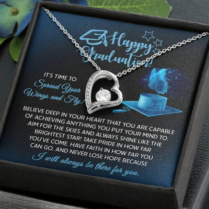 Graduation Gift for Her Spread Your Wings and Fly Forever Love Heart Pendant Necklace with Gift Box