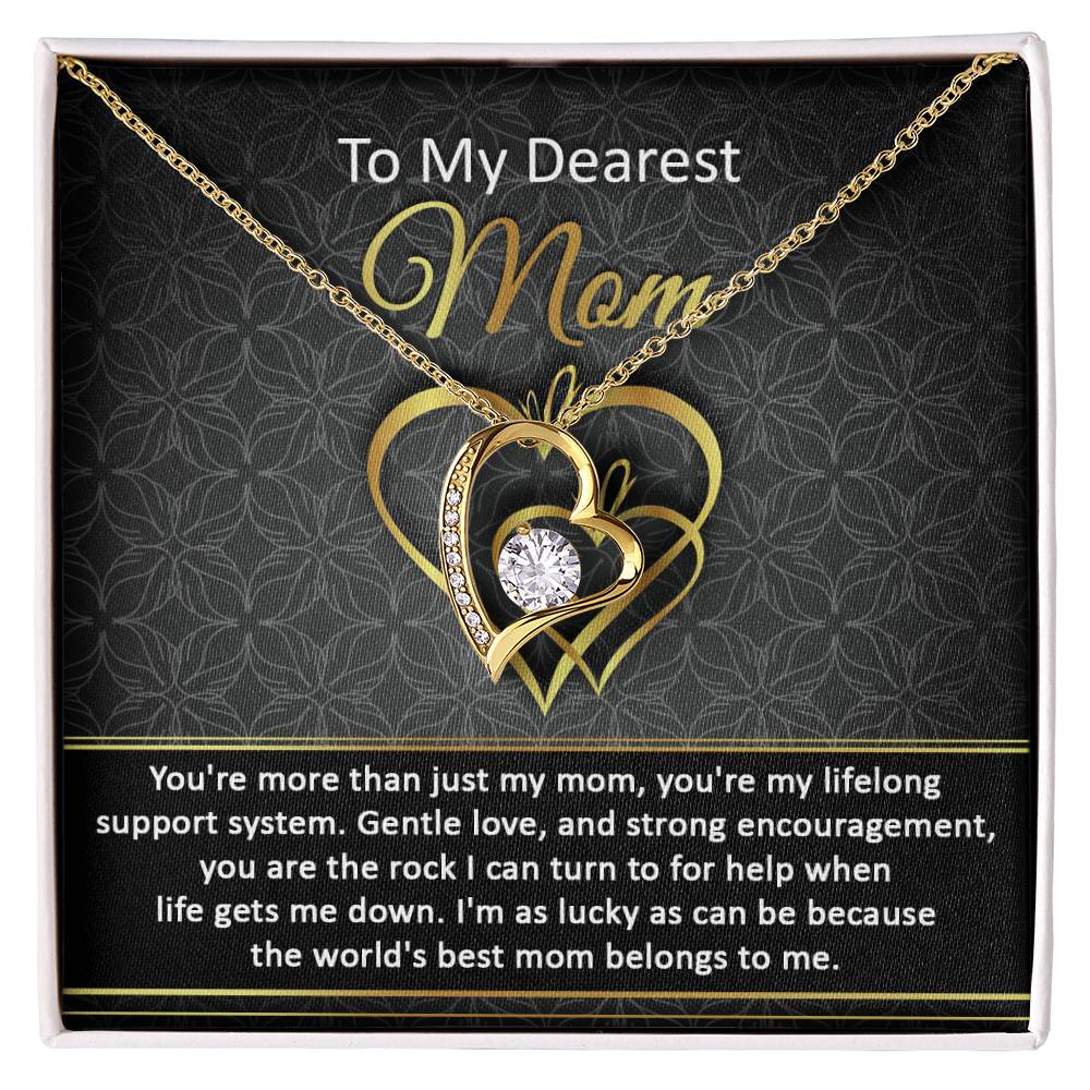 To My Dearest Mom You Are My Rock Forever Love Heart Pendant Necklace