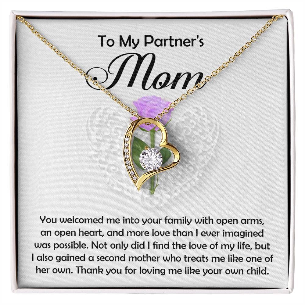 To My Partner's Mom You Welcomed me with Open Arms and an Open Heart Pendant Necklace