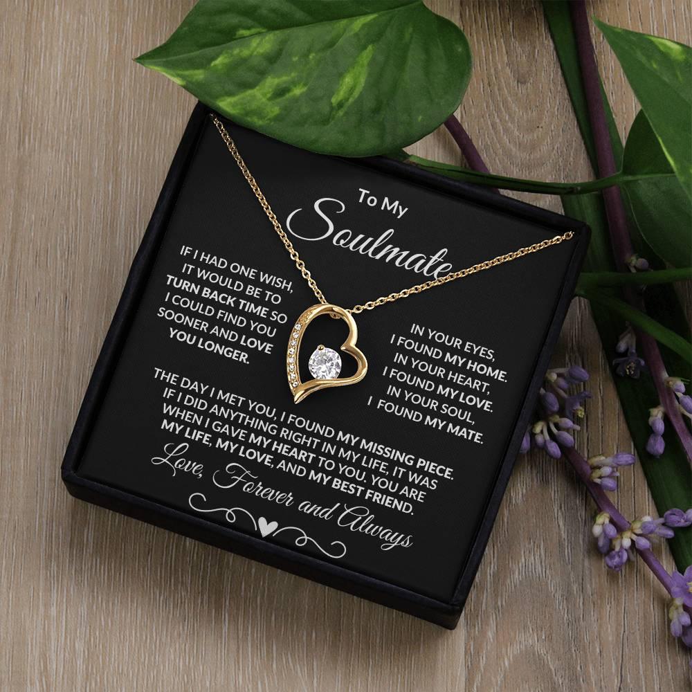 Gift for Soulmate Dazzling Forever Love Heart Necklace with Message Card and Gift Box