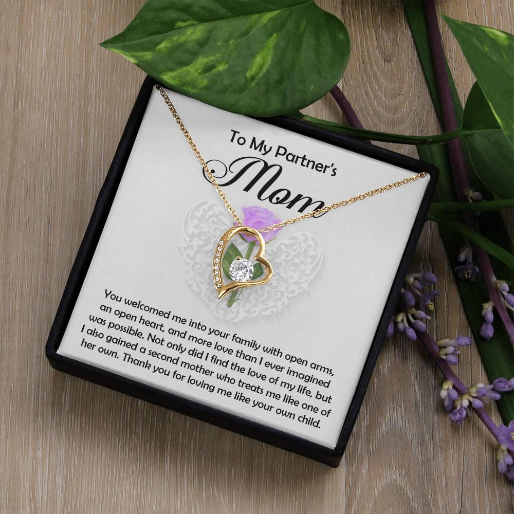 To My Partner's Mom You Welcomed me with Open Arms and an Open Heart Pendant Necklace