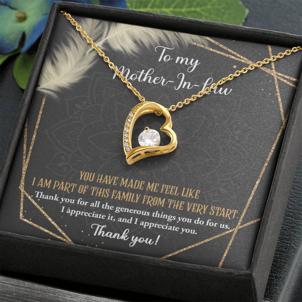 To Mother-In-Law I Appreciate All The Things You Do For Us Forever Love Heart Pendant Necklace