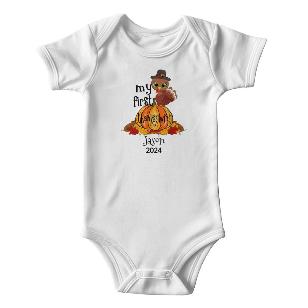 Baby's First Thanksgiving Personalized Bodysuit - Boy or Girl Turkey