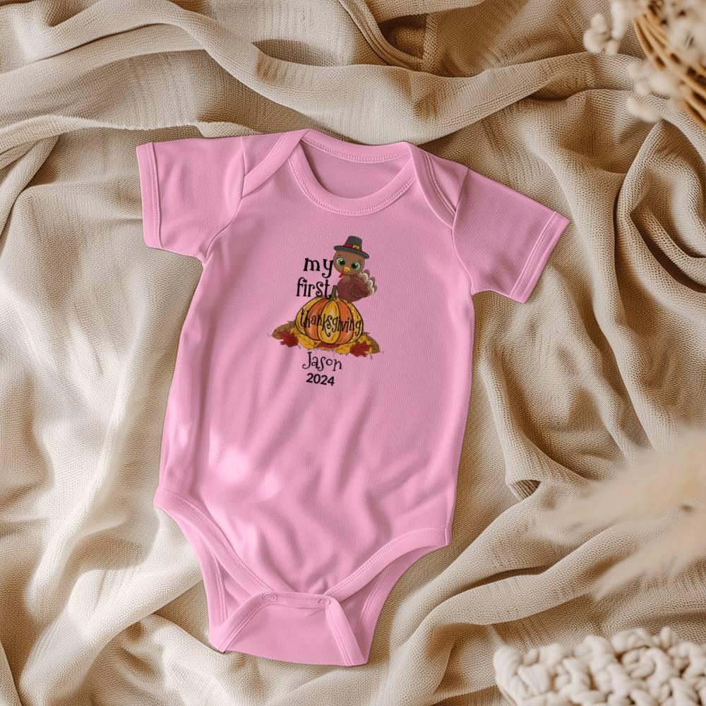 Baby's First Thanksgiving Personalized Bodysuit - Boy or Girl Turkey