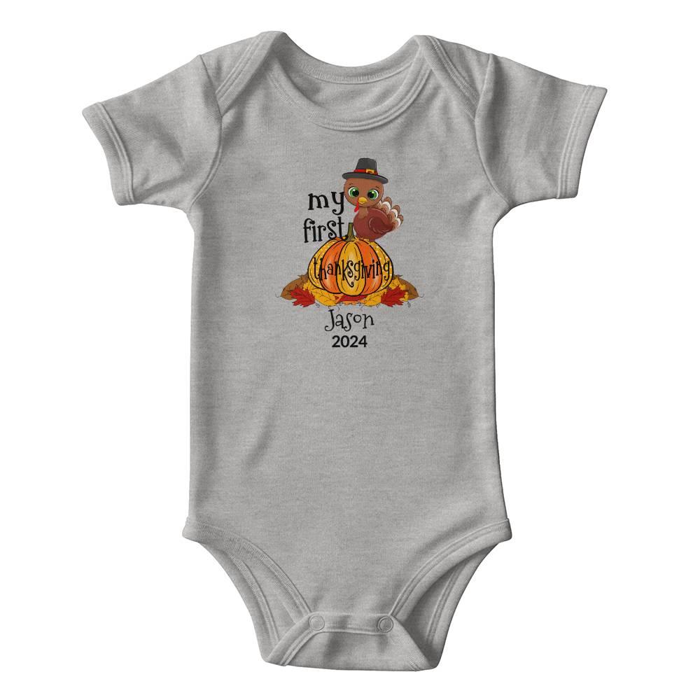 Baby's First Thanksgiving Personalized Bodysuit - Boy or Girl Turkey