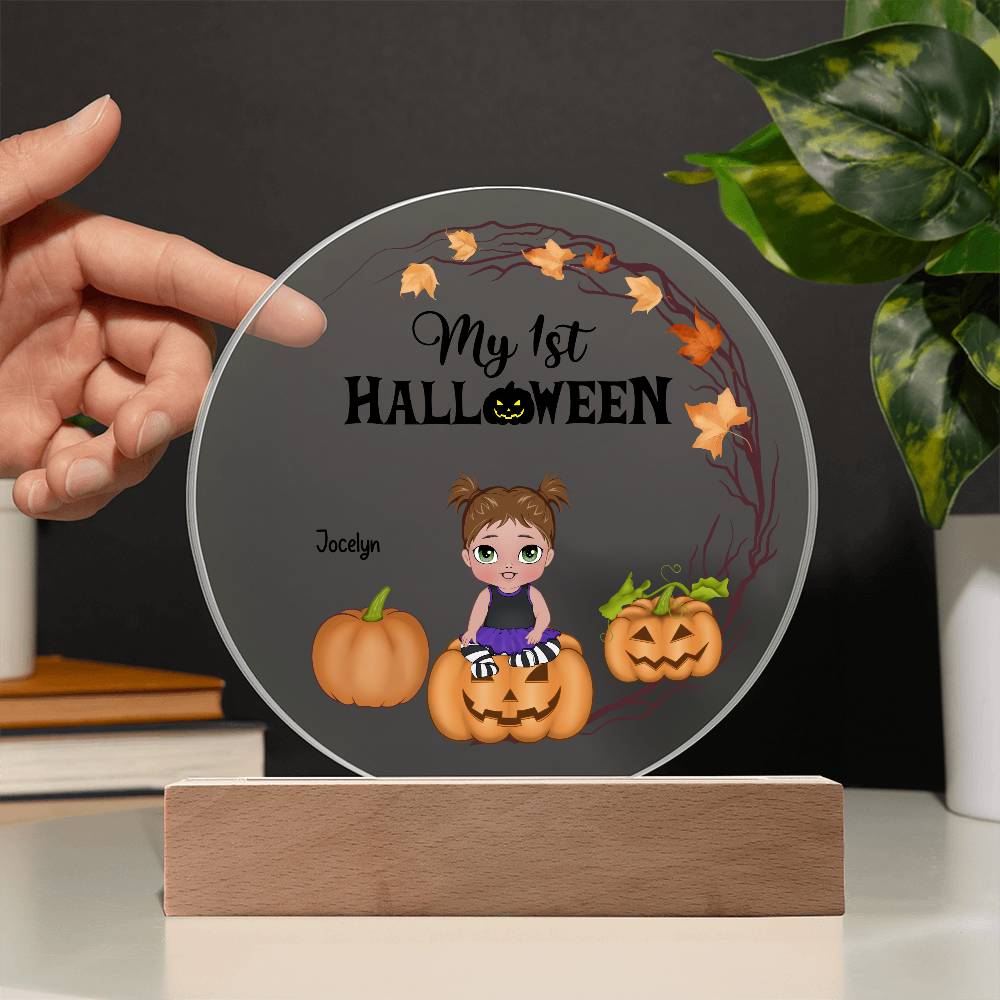 Personalized First Halloween Keepsake Acrylic Lighted LED Plaque