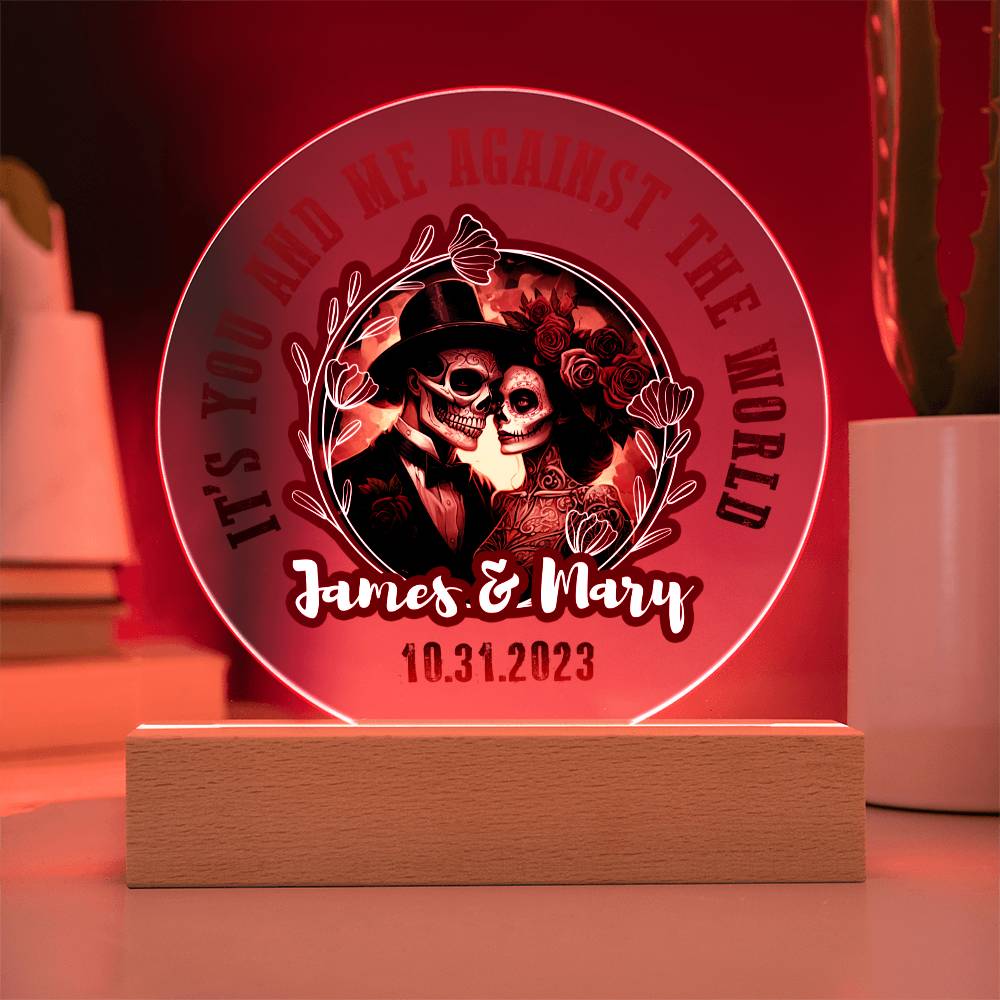 Anniversary - Wedding Gift - Day of the Dead Skeleton Couple Personalized Acrylic Plaque