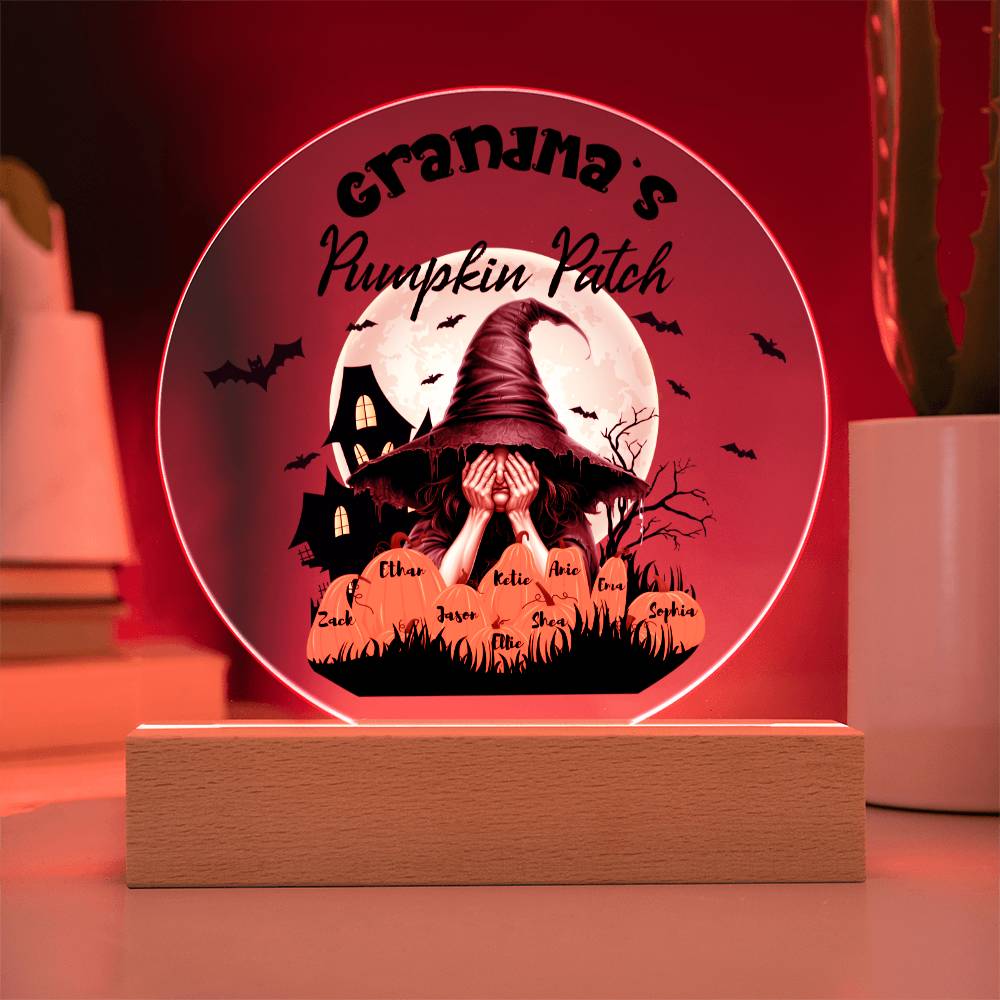 Grandma's Pumpkin Patch - Personalize with Grandkid's Names for a Spooky Halloween Acrylic Plaque