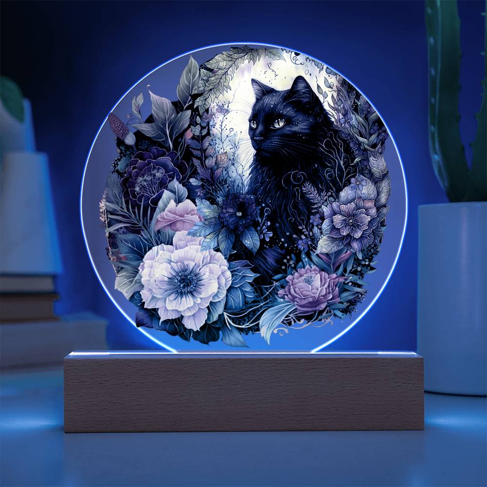 Eerie Feline Shadow: Spooky Acrylic Decor