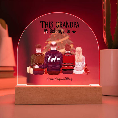 Grandpa Personalized Christmas Gift - This Grandpa Belongs to Grandkids - Dome Acrylic Plaque