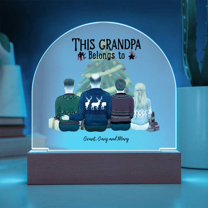 Grandpa Personalized Christmas Gift - This Grandpa Belongs to Grandkids - Dome Acrylic Plaque