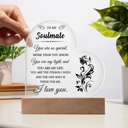 Heartfelt Gift for Soulmate - You are My Light - Heart Shaped Acrylic Plaque