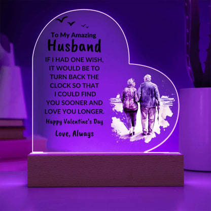 Gift for Husband Love You Longer Personalized Anniversary Birthday Valentine's Day Acrylic Heart Plaque