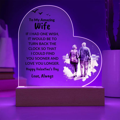 Gift for Wife Love You Longer Anniversary Birthday Valentine's Day Acrylic Heart Plaque