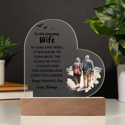 Gift for Wife Love You Longer Anniversary Birthday Valentine's Day Acrylic Heart Plaque