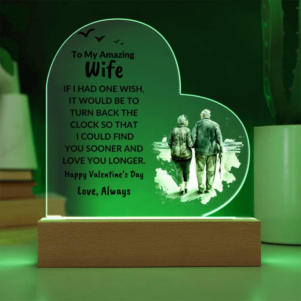 Gift for Wife Love You Longer Anniversary Birthday Valentine's Day Acrylic Heart Plaque