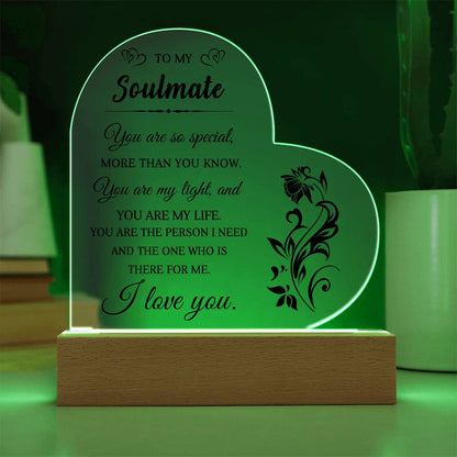 Heartfelt Gift for Soulmate - You are My Light - Heart Shaped Acrylic Plaque