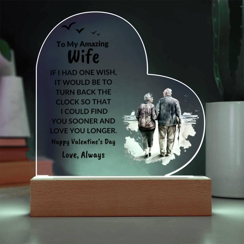 Gift for Wife Love You Longer Anniversary Birthday Valentine's Day Acrylic Heart Plaque