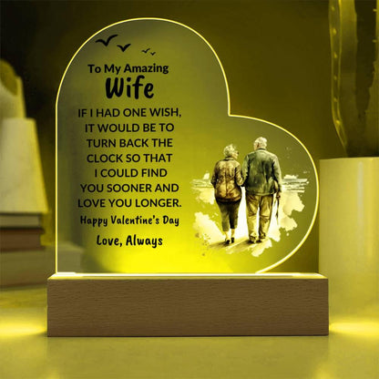 Gift for Wife Love You Longer Anniversary Birthday Valentine's Day Acrylic Heart Plaque