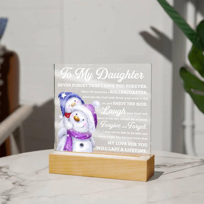 Daughter Gift - Enjoy The Ride Acrylic Square Plaque with LED Wooden Base