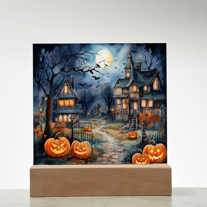 Moonlit Mansion: Spooky Acrylic Decor for Halloween Lovers