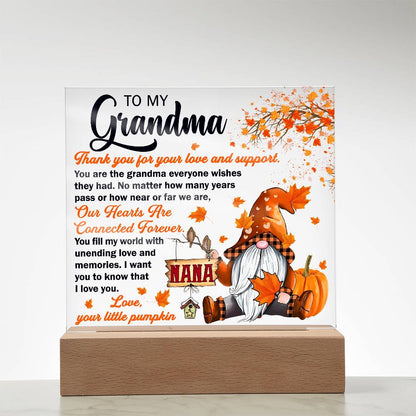 Grandma - Thank You for Your Love And Support Acrylic Square Plaque with LED Wooden Base