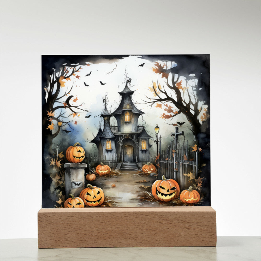 Midnight Mansion: Spooky Acrylic Plaque Decor for Halloween Ghouls