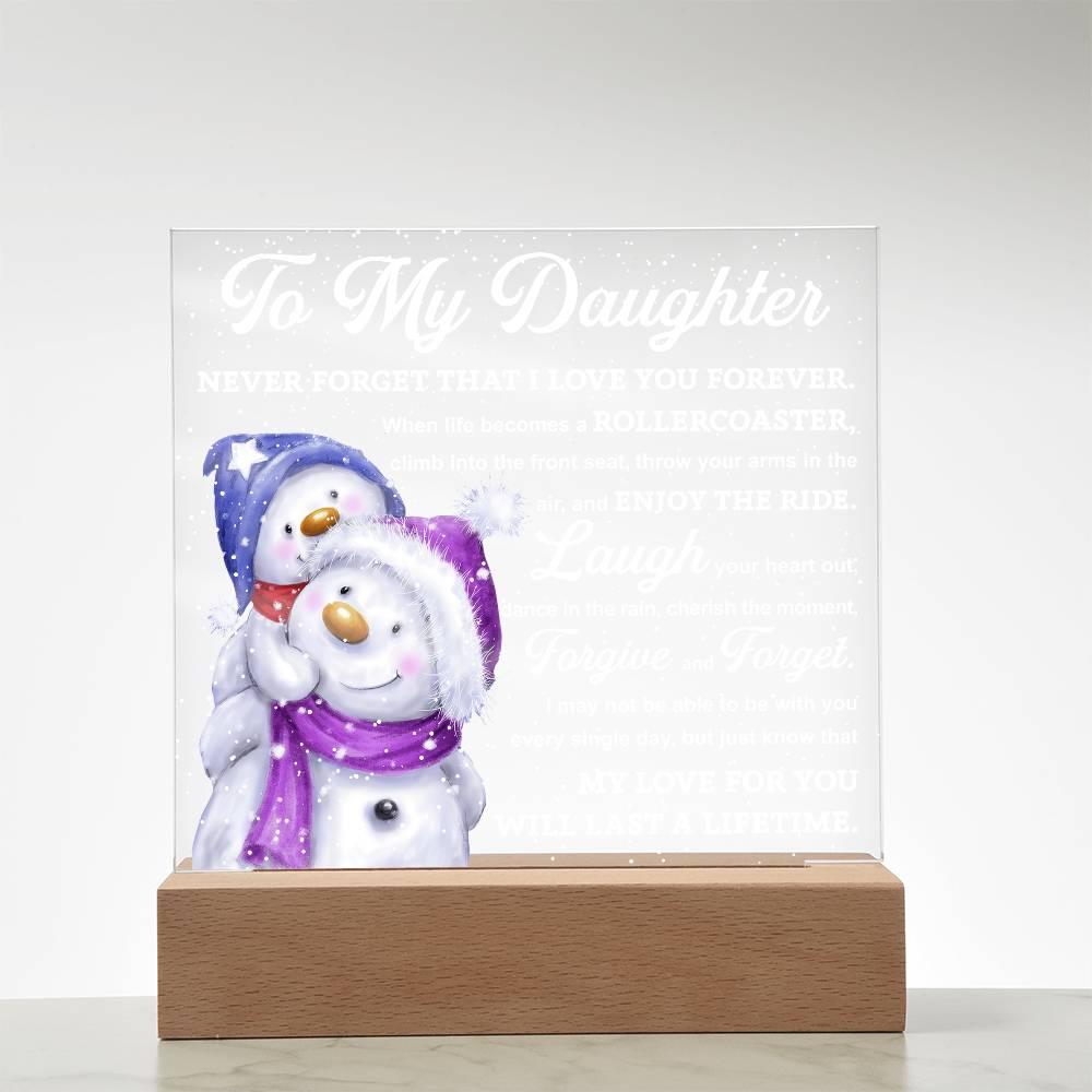 Daughter Gift - Enjoy The Ride Acrylic Square Plaque with LED Wooden Base