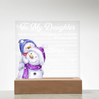 Daughter Gift - Enjoy The Ride Acrylic Square Plaque with LED Wooden Base