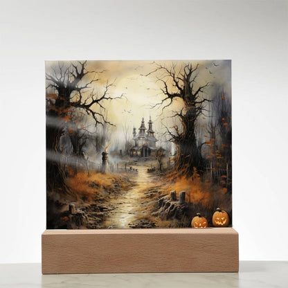 Witching Manor: Halloween's Spooktacular Acrylic Plaque