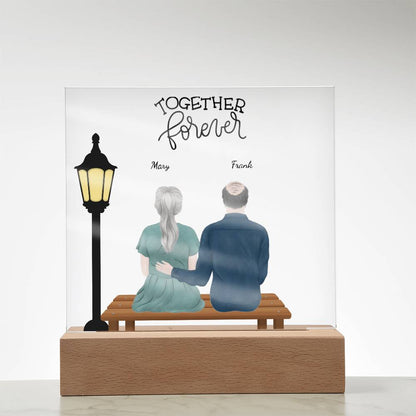 Anniversary, Birthday, Christmas Personalized Couples Romantic Sitting in the Park Acrylic Plaque