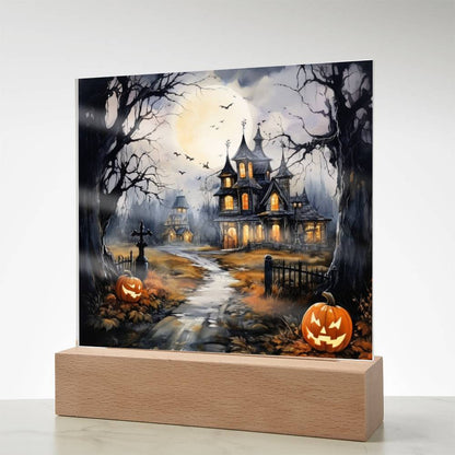 All Hallow's Haunt: Spooky Mansion Display Acrylic Plaque