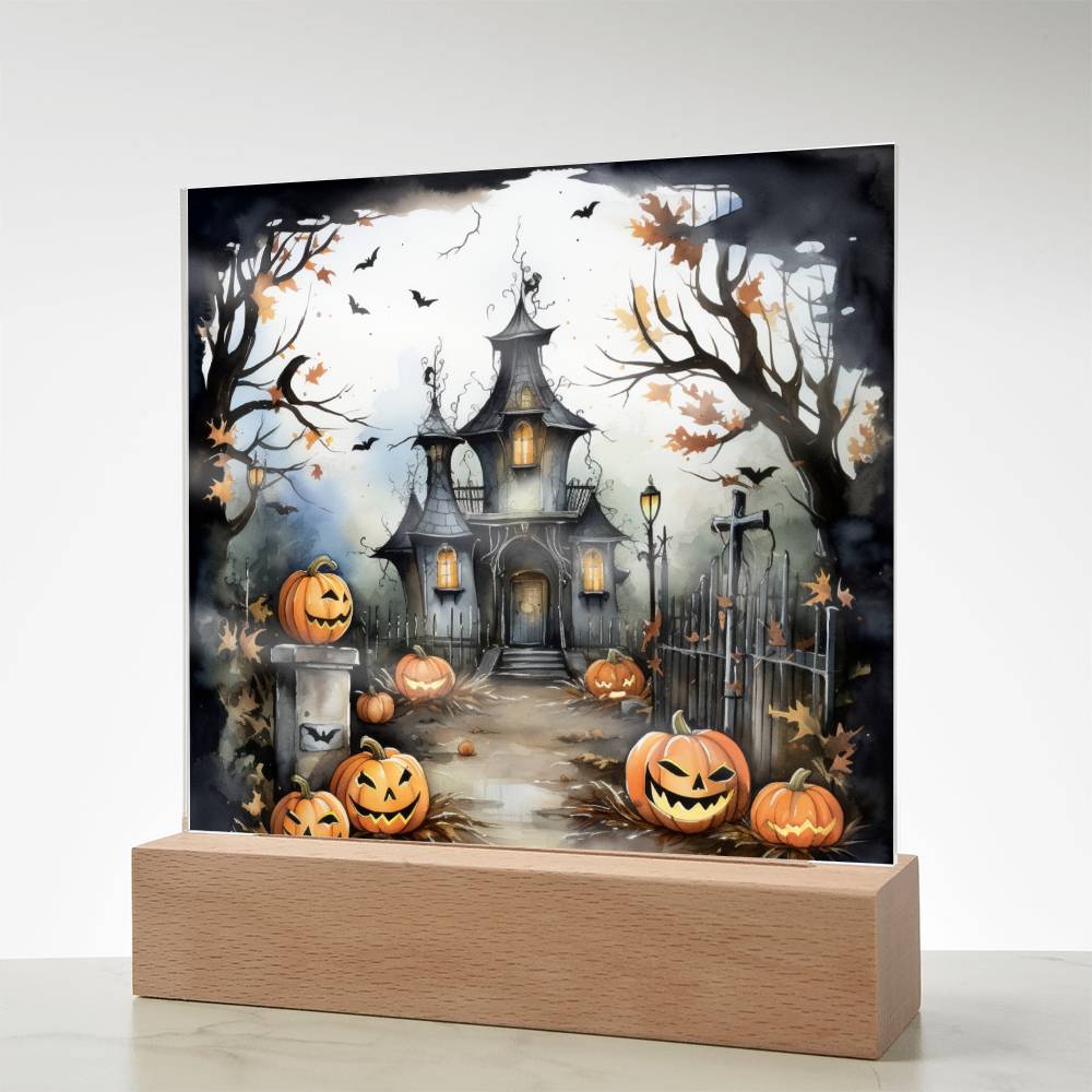 Midnight Mansion: Spooky Acrylic Plaque Decor for Halloween Ghouls