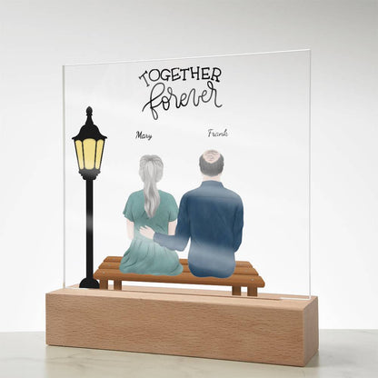 Anniversary, Birthday, Christmas Personalized Couples Romantic Sitting in the Park Acrylic Plaque