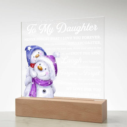 Daughter Gift - Enjoy The Ride Acrylic Square Plaque with LED Wooden Base