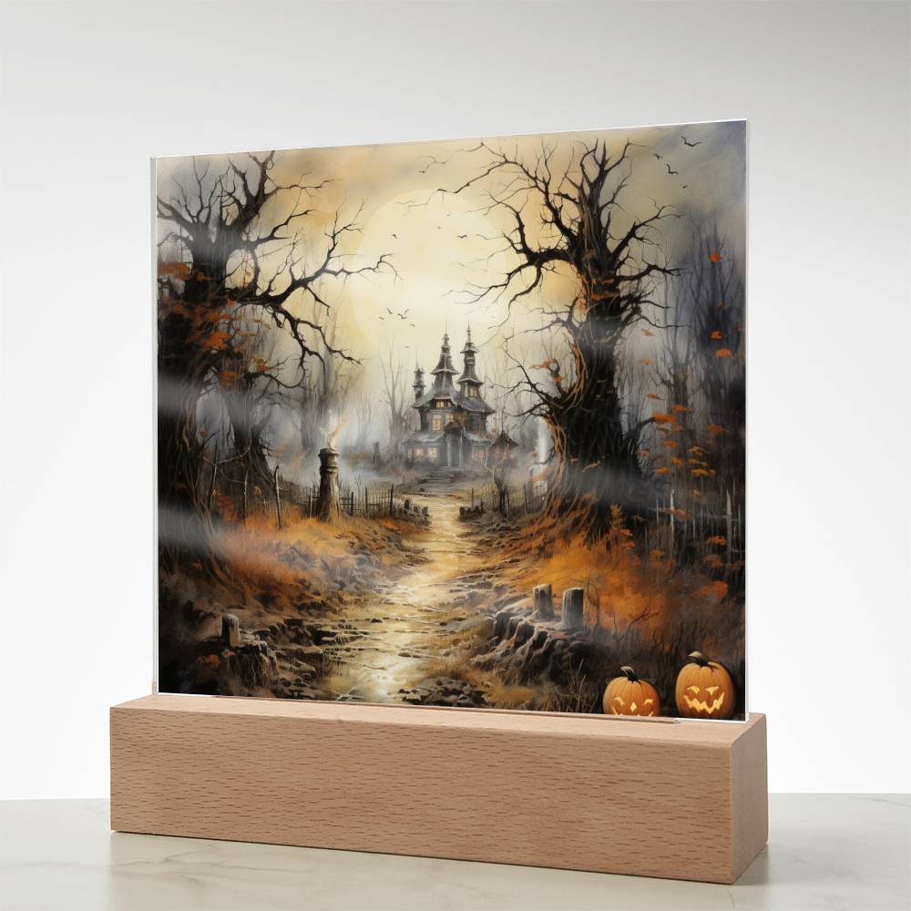 Witching Manor: Halloween's Spooktacular Acrylic Plaque