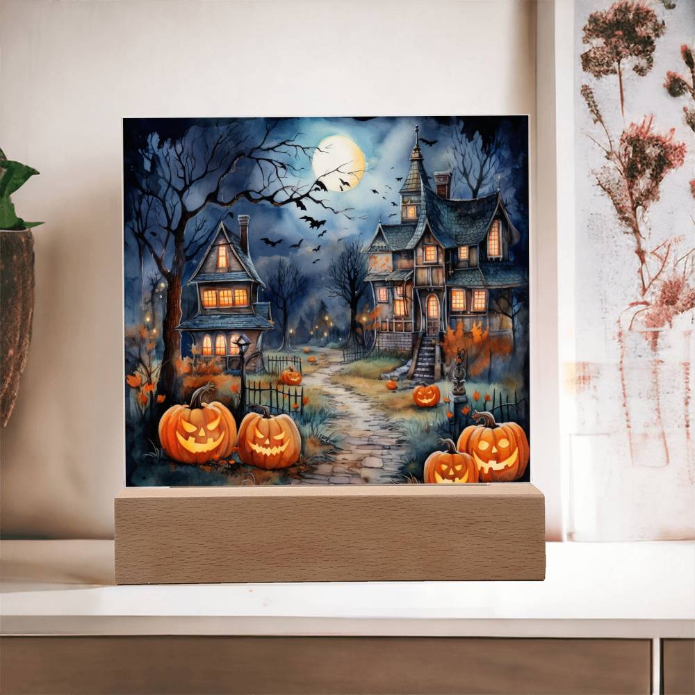 Moonlit Mansion: Spooky Acrylic Decor for Halloween Lovers