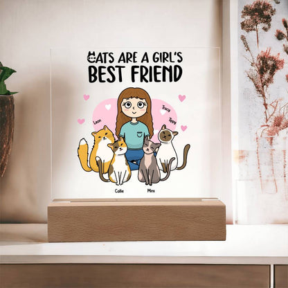 Cats are a Girl's Bet Friend Personalized Acrylic Plaque